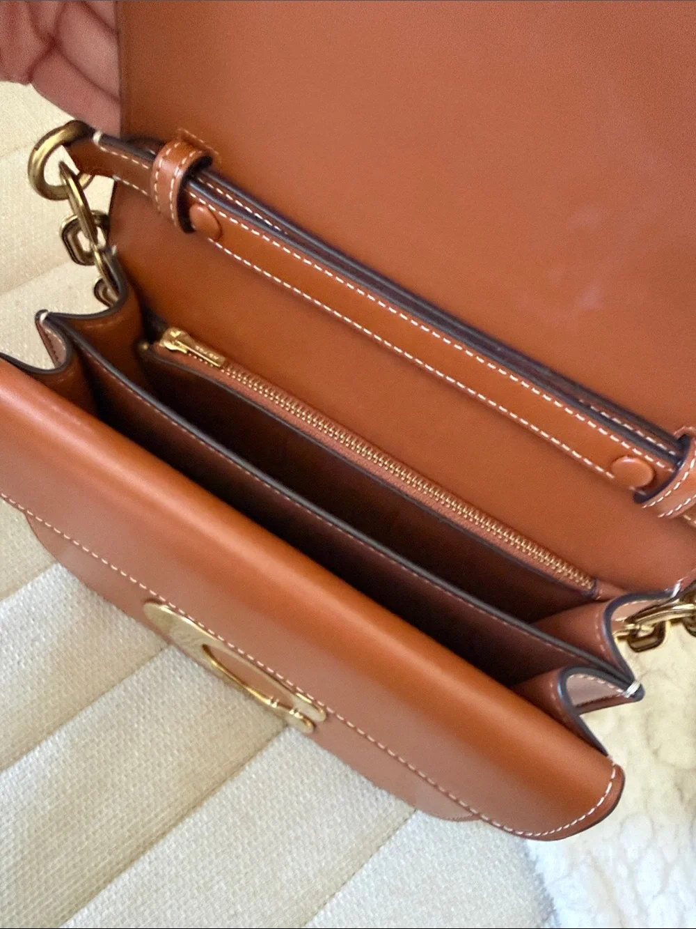 Coach Saddle Brown Idol bag with Gold Chain